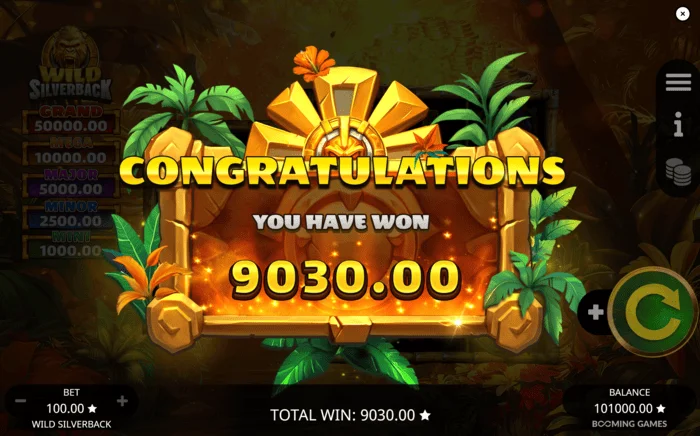 Wild Silverback - vincita totale finale per il round di Free Spins